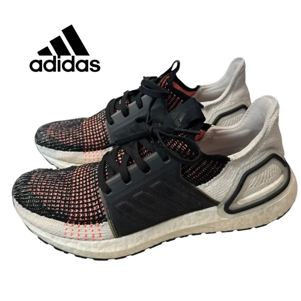 Adidas Ultraboost 19 Men’s Black Neon White Running Shoes Sneakers 7.5
